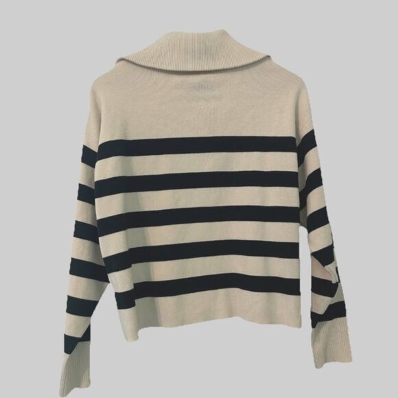 REVOLVE Sincerely Jules Striped Women's Medium Quarter Zip Tight Knit Sweater - Picture 4 of 4